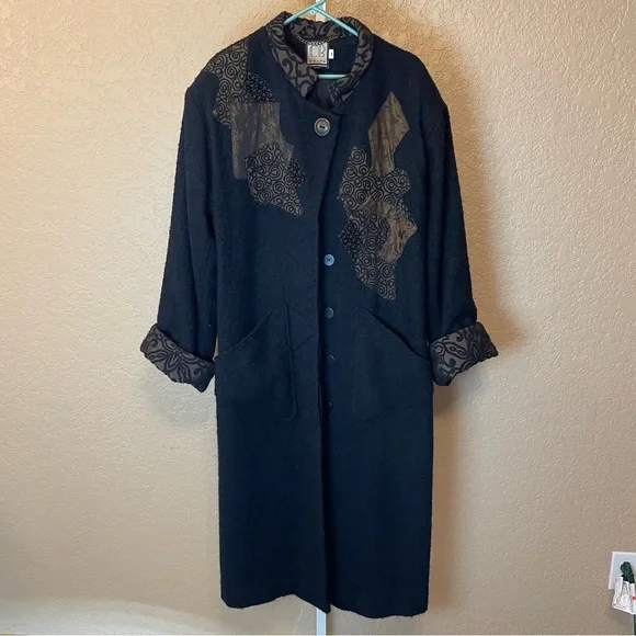 CB Wraps by Chadwicks Vintage Long Wool Wearable Art Maxi Coat Size M - Picture 1 of 16